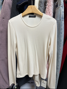 打底衫 百搭米色磨毛圆领长袖 T恤女 2nd2025秋冬款 欧洲站Second