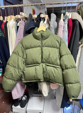 欧洲站 Second 2nd25冬款 气质军绿色立领保暖羽绒服外套女