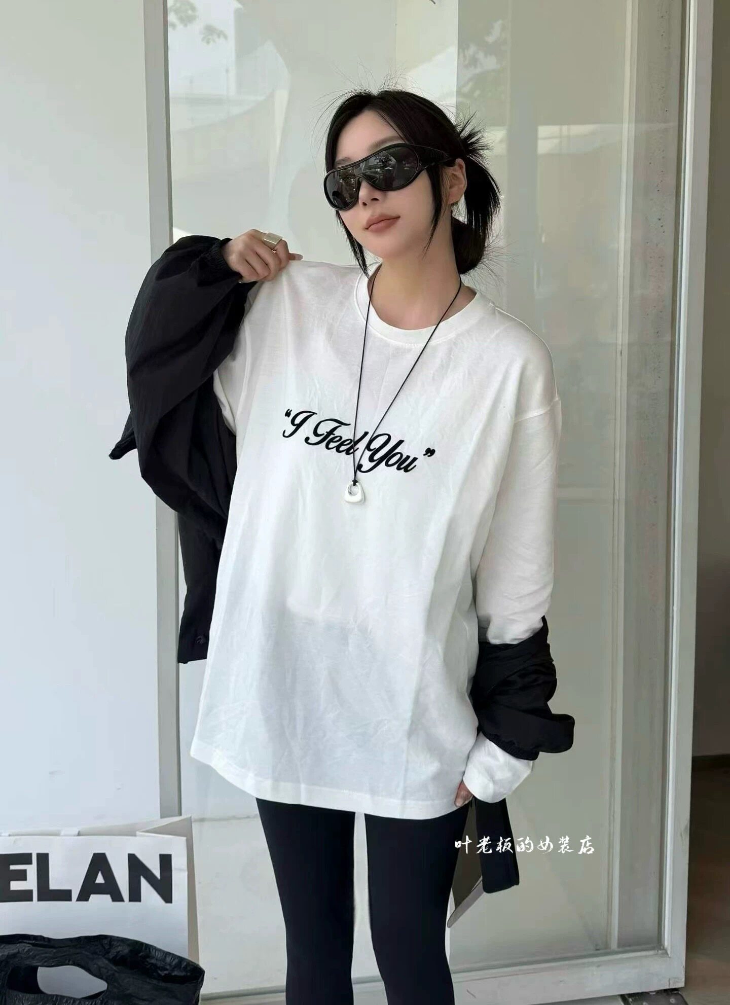 现货C58603防晒长袖 诗歌兰女装2026夏款简约白色薄款字母T恤女