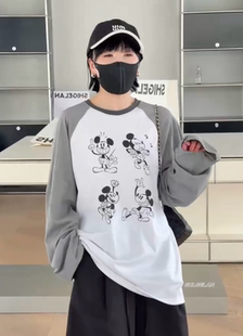 气质白色圆领卡通印花T恤 2026春款 H2480拼色上衣 诗歌兰韩货女装