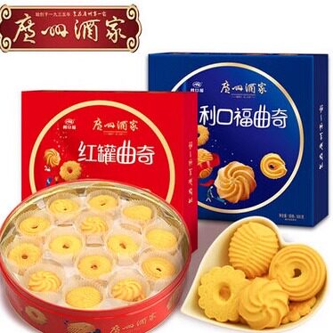 广州酒家利口福 红罐曲奇饼干500g/罐广式休闲零食年货 饼酥礼盒