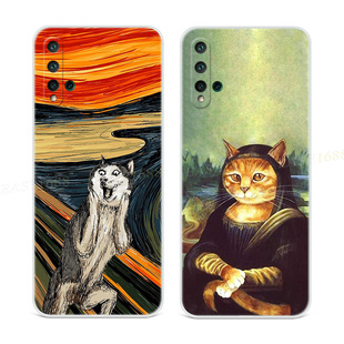 搞怪油画猫咪适用华为nova5pro手机壳6se柴犬2s4e3i文艺女款z可爱