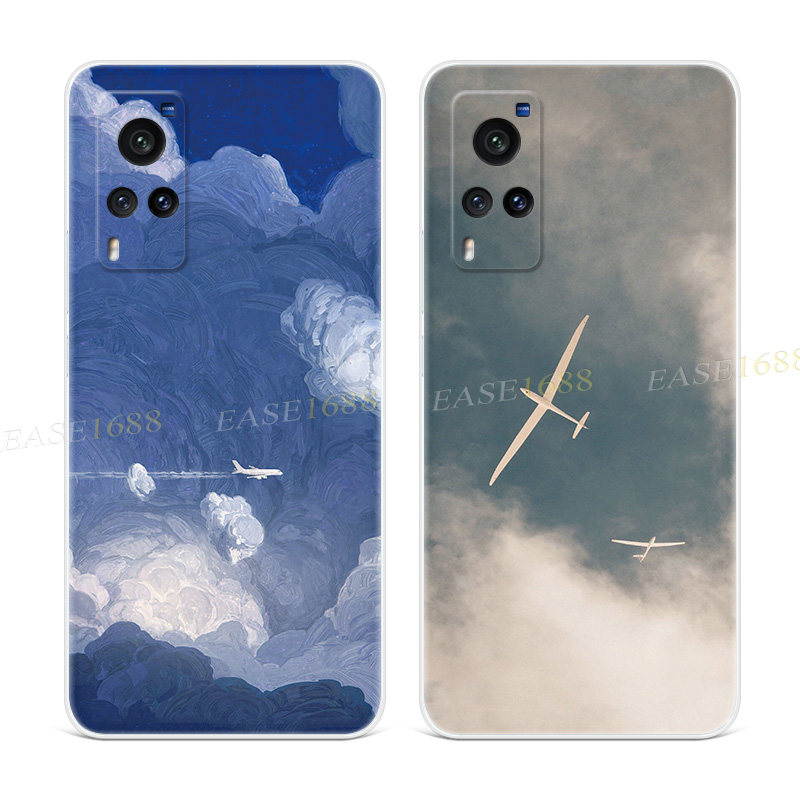ins冷淡风飞机适用vivo x60手机壳x50x27pro油画3日系nex女款+软