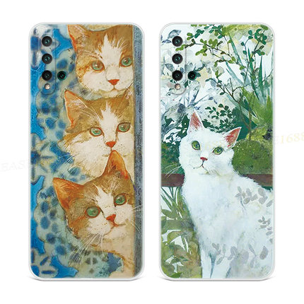 美术生猫咪适用于华为nova5pro手机壳6se3i4e2s艺术油画z可爱女款