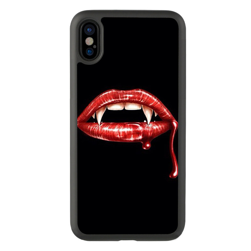 适用于8卡通xr吸血鬼的牙齿7plus手机壳iPhone13适用苹果14玻璃15