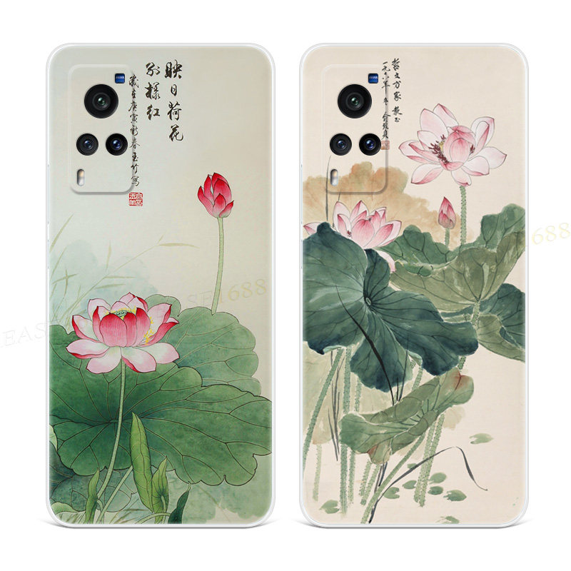 复古莲花适用vivo nex手机壳x60x50中国风x27荷花3女款5g文字pro+