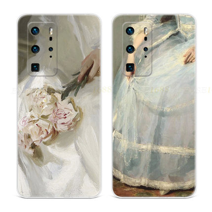 法式复古油画适用华为p60手机壳p40p20p10p9冷淡风plus女款pro+软