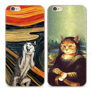 搞怪油画XR适用iPhone8plus苹果13手机壳14promax女款7P可爱6s柴犬猫咪5se第一1二2三3代五六七八十四