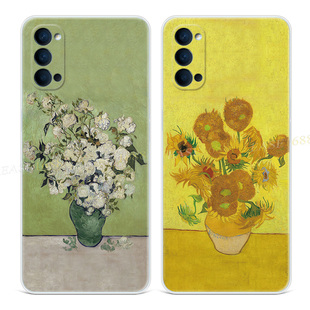 向日葵9适用oppo reno6手机壳8 5pro+7梵高4se套3k油画2美术生的z
