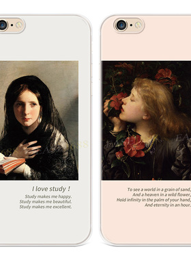 油画女生适用iPhone8plus苹果X手机壳6s7文艺女款xsmax涂鸦XR艺术软5se第一1二2三3代五六七八