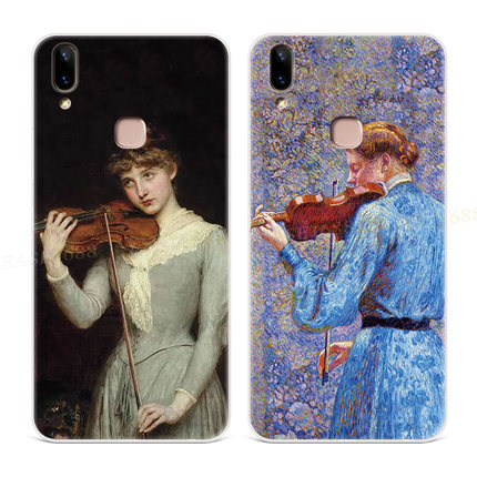 艺术油画适用于vivo y85手机壳y83y79y93y91法式复古小众女款软胶