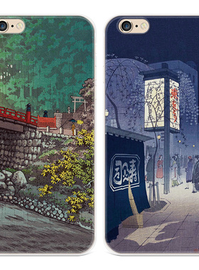 复古浮世绘适用iPhone13苹果8plus手机壳6s7个性插画14promax女款超薄软5se第一1二2三3代五六七八