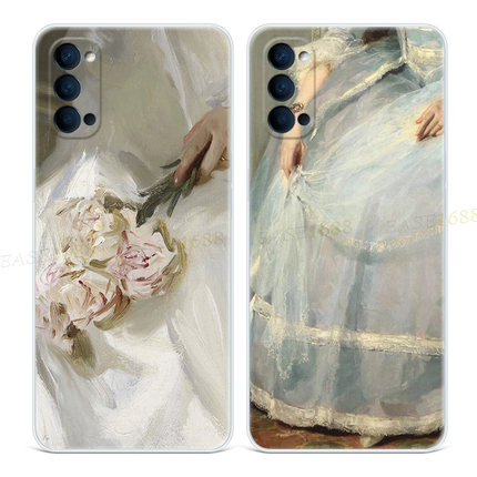 法式复古油画9适用oppo reno6手机壳8pro+7简约5k文艺4se冷淡风3元气版2z女款Ace轻薄软十