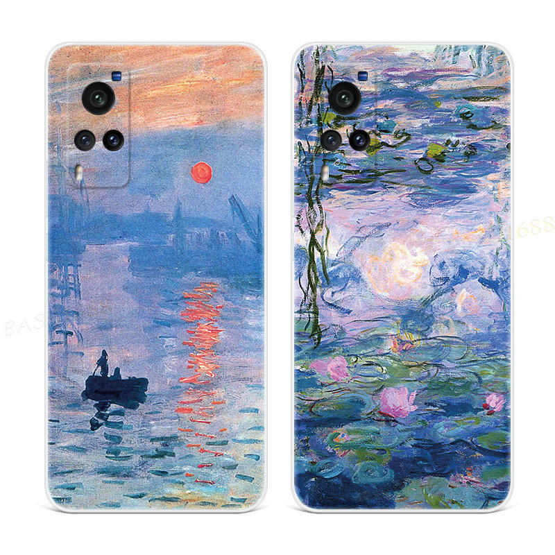 日出油画适用于vivo nex手机壳x60x50x27莫奈文艺pro+复古3睡莲5g
