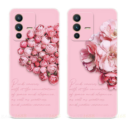 甜美玫瑰花适用vivo s12手机壳s16s15s10s9s7s6少女心x23文艺Pro