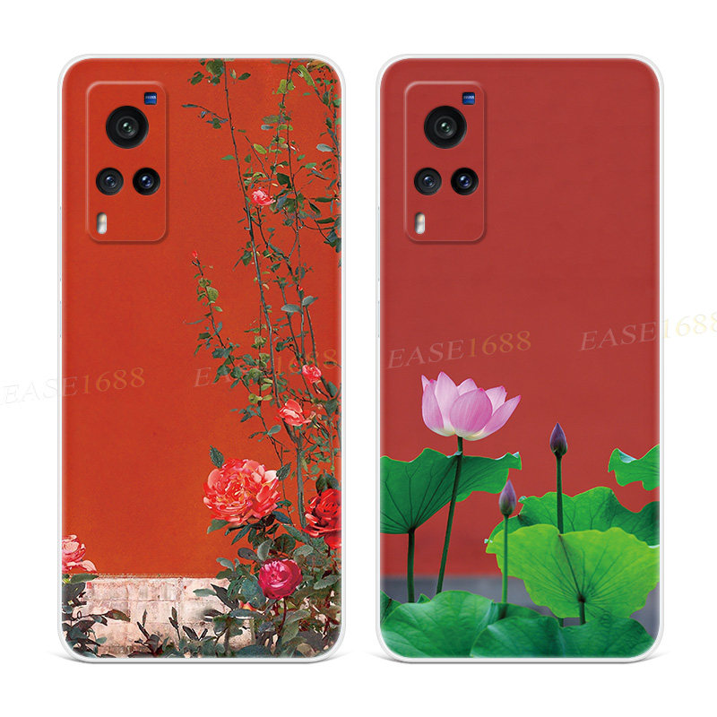 宫墙花卉适用于vivo x60手机壳x50x27pro荷花3故宫nex女款+耐脏软