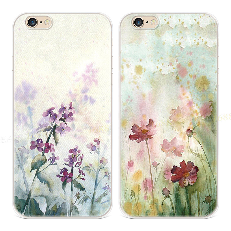 水彩紫花适用iPhone8苹果1