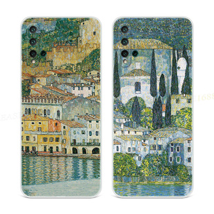 欧式小镇适用华为nova5pro手机壳6se油画4e克里姆特3i文艺2s plus