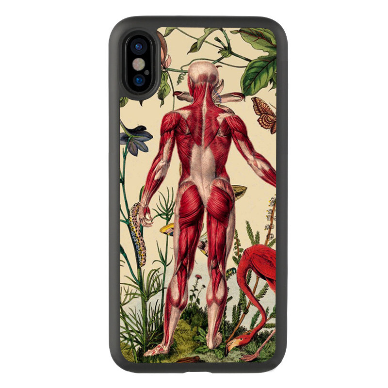 适用于xr卡通14大脑插画iPhone13手机壳15Promax彩色心脏保护套xs