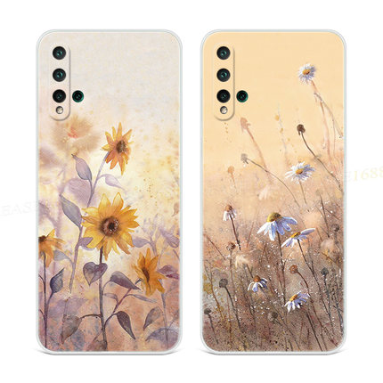 水彩向日葵适用华为nova5pro手机壳6se原创4e菊花3i文艺2s女plus