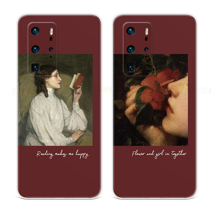 艺术油画适用华为p60手机壳p40p20p10p9古典plus姐妹闺蜜pro+女款
