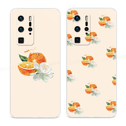 柑橘栀子花适用华为p40手机壳p60p20pro橘子皮p10p9plus俊哲+女款