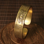 SeeU做旧复古传承黄铜手镯女莲花心经手环镯子黄铜工艺品手环饰品