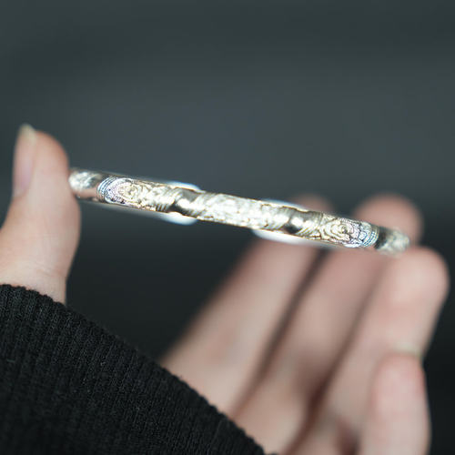 复古做旧铜手镯女竹节纹理开口手镯铜素圈个性简约饰品