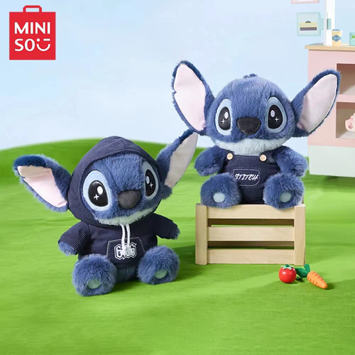 正版MINISO名创优品星际宝贝史迪奇卫衣公仔背带裤毛绒玩具史迪仔