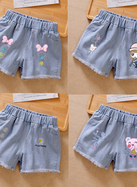 女童牛仔短裤夏季洋气宽松薄款中大童装女孩宝宝外穿儿童热短裤子