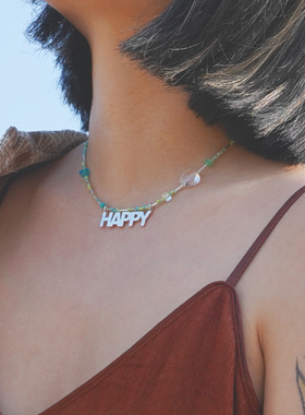 THISNESS纯银玻璃串珠女小众项链