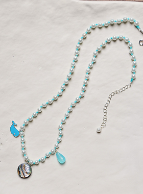 THISNESS鲸鱼纯银珍珠项链