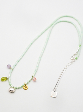 串珠项链猫咪薄荷绿THISNESS纯银