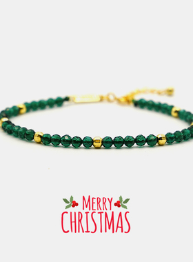 THISNESS 圣诞特辑 墨绿尖晶石纯银镀金珠串珠手链原创设计小众