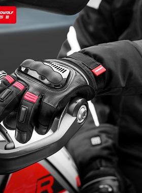 电加热摩托车手套秋冬加绒保暖防水防风真皮摩旅骑行防摔抗寒装备
