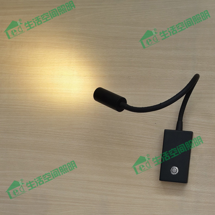 스위치가있는 하이 엔드 터치 디밍이 가능한 흑백 간단한 LED 침대 옆 벽 램프 호텔 클럽 LED 독서 램프 3W