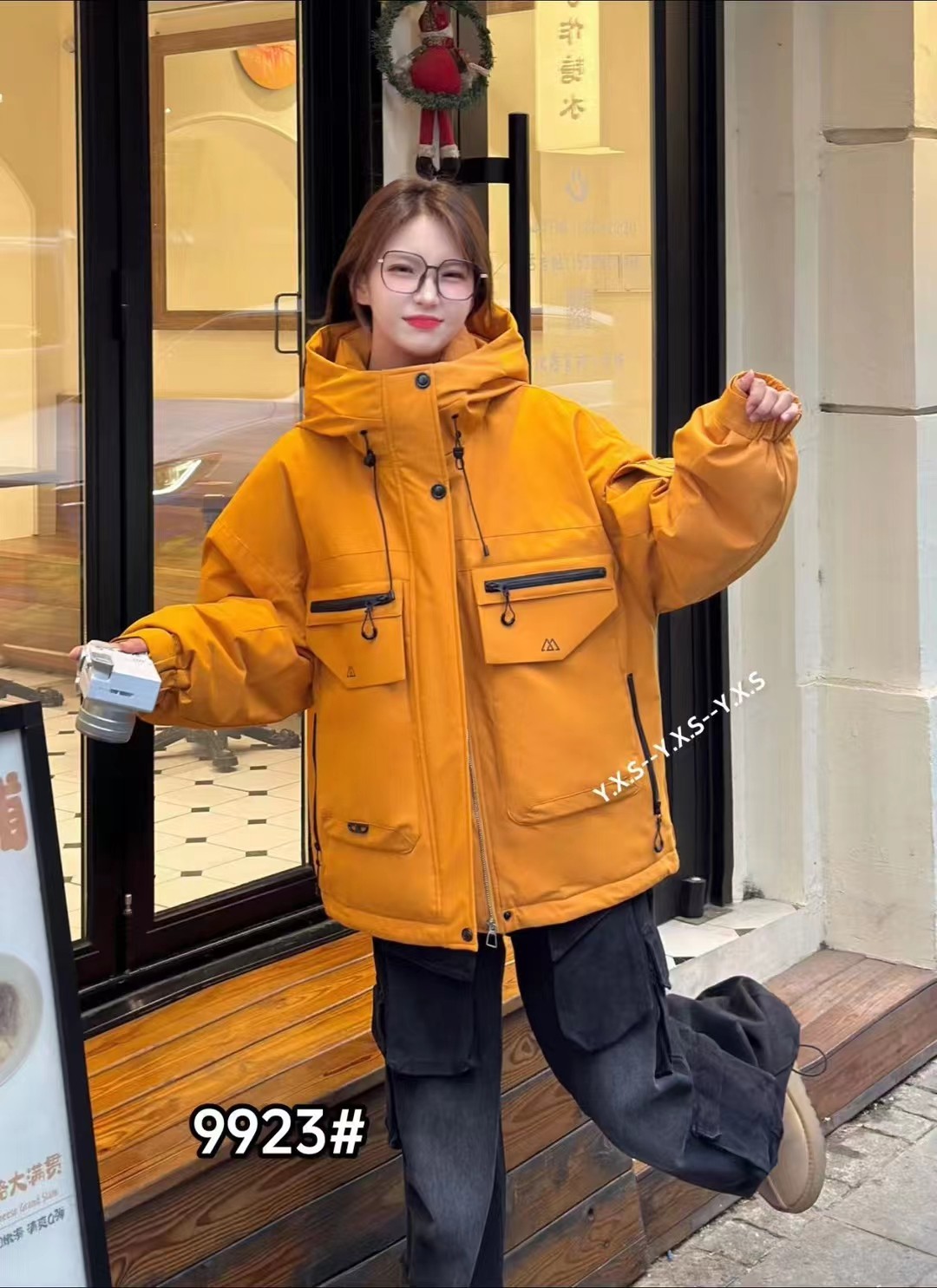欧版休闲连帽白鸭绒羽绒服2024冬季宽松保暖短款外套冲锋衣男女潮