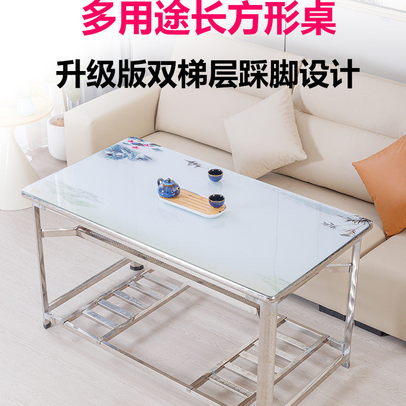 不锈钢烤火桌子长方形钢化玻璃揭盖家用简约加厚豪华茶几吃饭取暖,住宅家具,茶几,淘宝优惠券,粉丝福利购,淘宝优惠卷