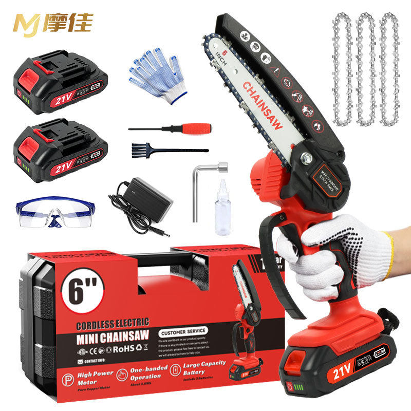 源头工厂迷你电锯无线小型充电式电链锯伐木锯手工锯手持修枝锯