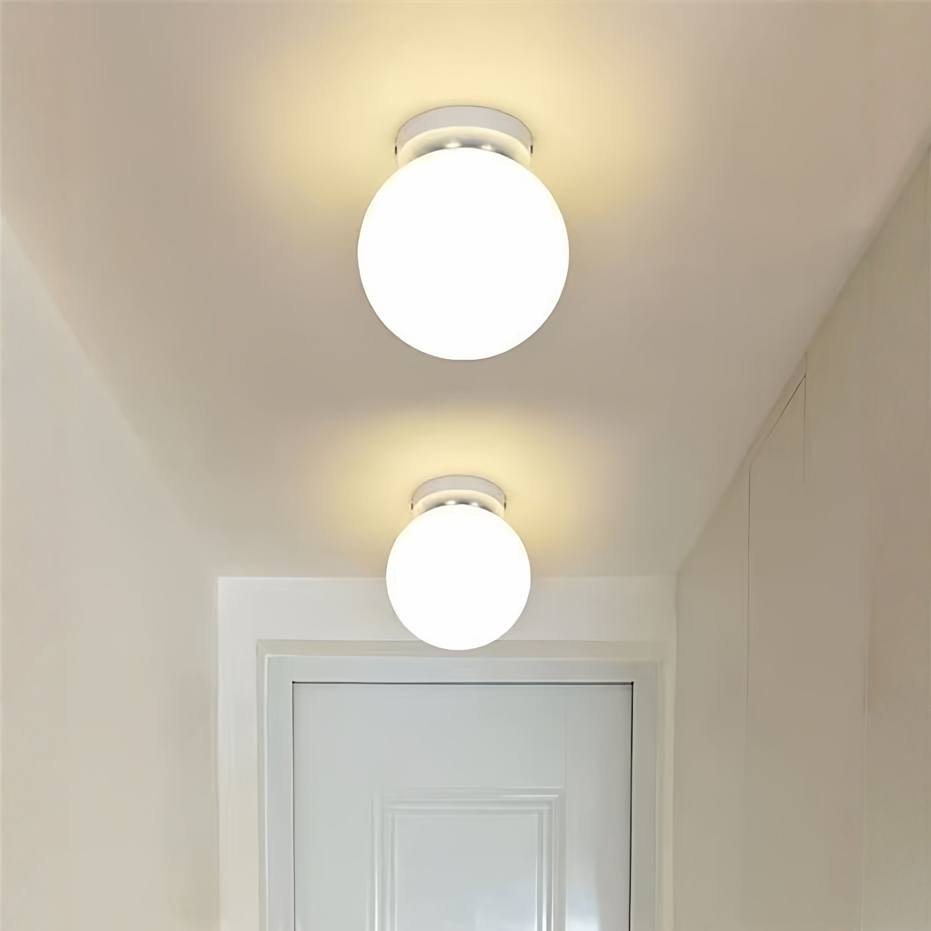 简约LED玻璃圆球吸顶灯球形PE罩个性吧台卧室过道楼梯玄关阳台灯,家装灯饰光源,厨卫/阳台/玄关/过道吸顶灯,淘宝优惠券,粉丝福利购,淘宝优惠卷