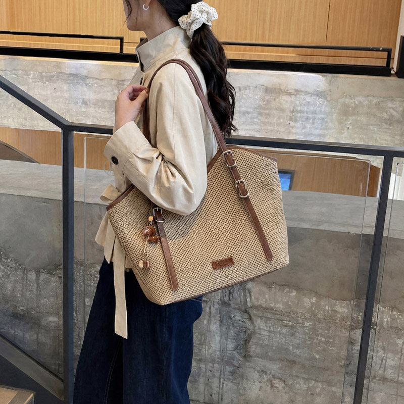 手工编织包包女款2026新款春夏度假草编托特包大容量菜篮子单肩包