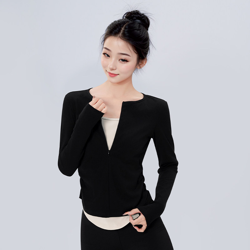 成人舞蹈服芭蕾舞显瘦假两件上衣春秋长袖中国舞现代舞形体练功服