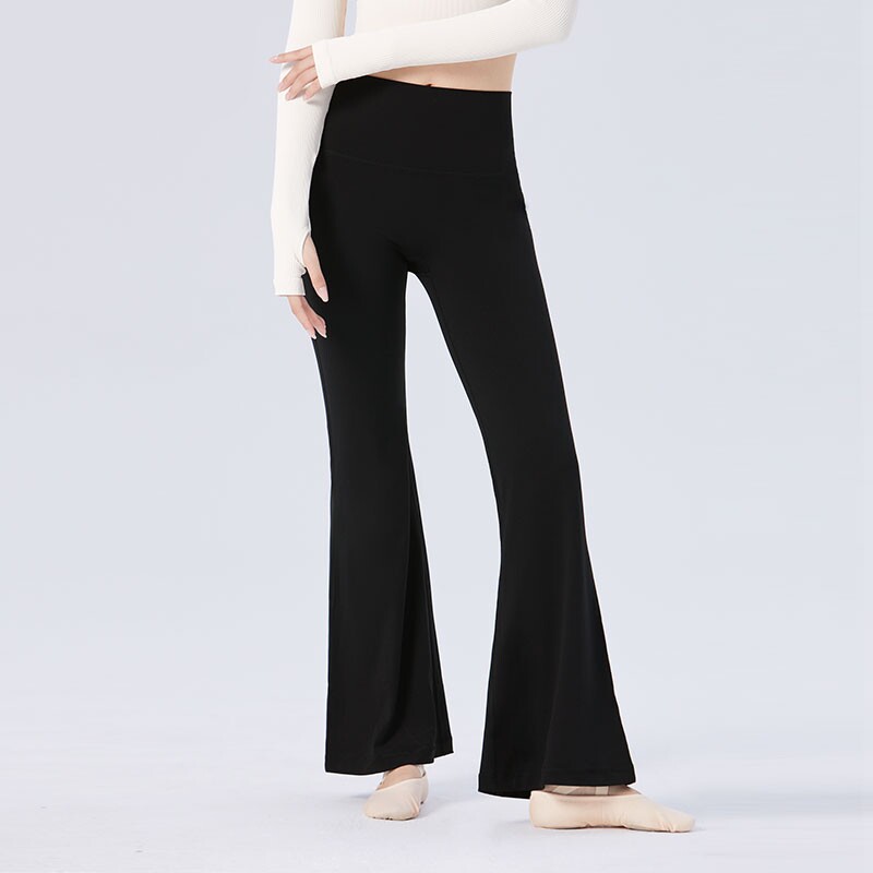 瑜伽裤长裤女黑色运动裤子微喇成人现代舞芭蕾舞练功裤高腰喇叭裤