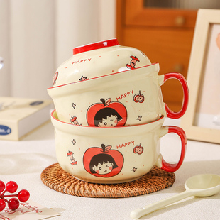 陶瓷泡面碗大容量带勺子可爱学生宿舍方便面上班族早餐碗个人专用