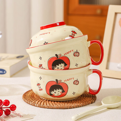 陶瓷泡面碗大容量带勺子可爱学生宿舍方便面上班族早餐碗个人专用