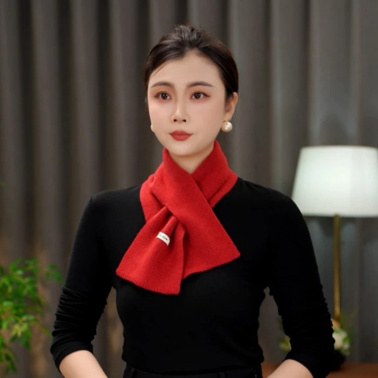 【蝶舞】2025秋冬季新款百搭时尚针织羊毛短款围领纯色围巾