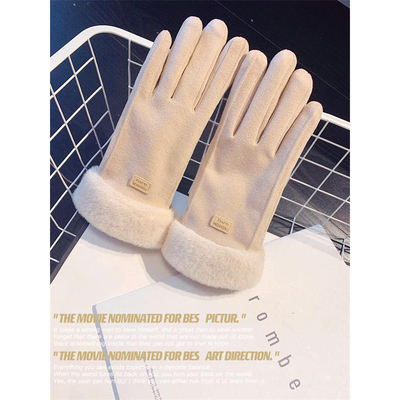 手套秋冬加厚保暖骑行ins可爱加绒骑车电动防寒五指季分指暖手套