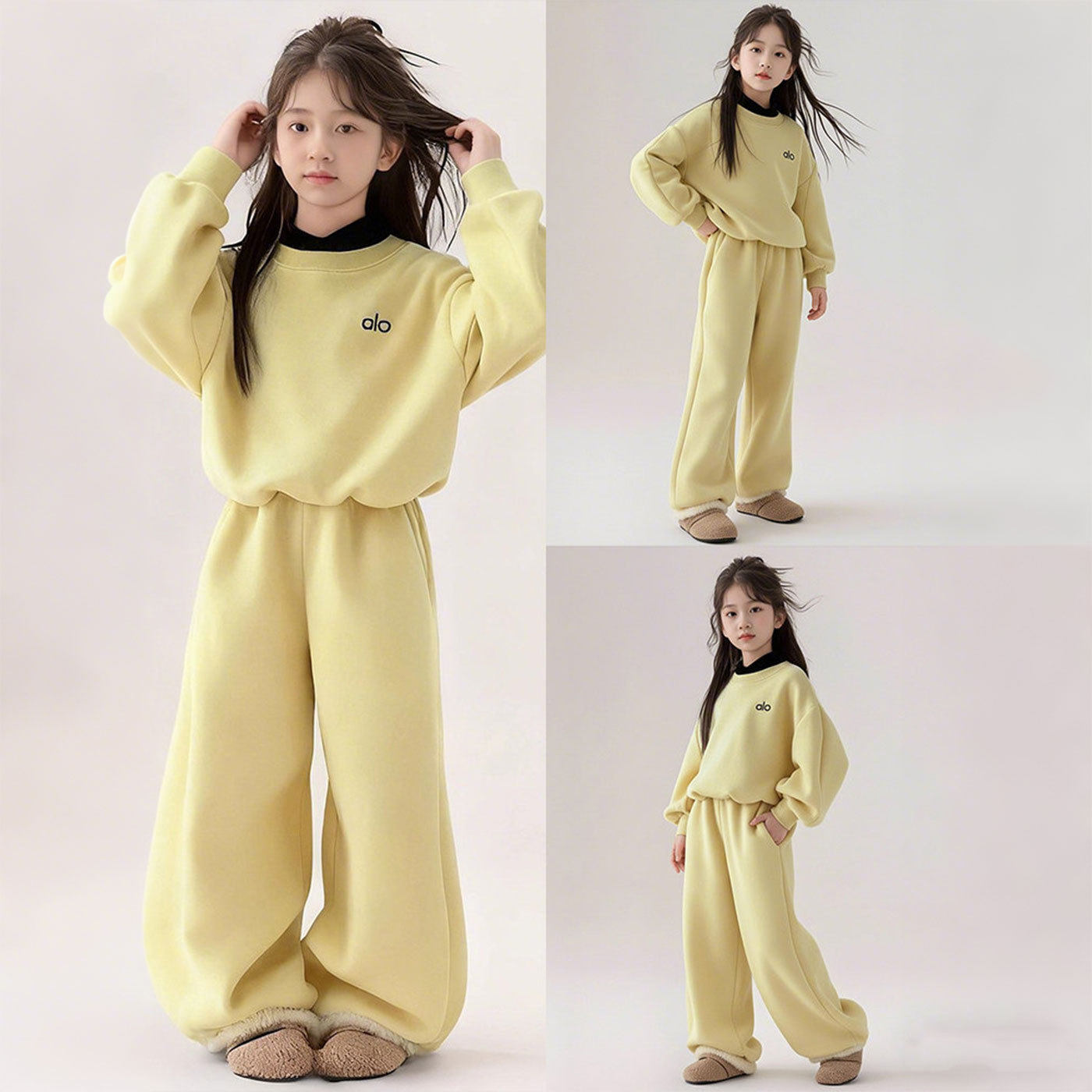 衣服女2025新款爆款儿童黄色卫衣套装大童女装又酷又飒的女童装潮