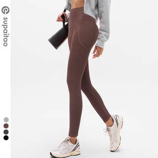 女打底外穿 紧身哑光跑步高弹运动裤 苏派淘高强度瑜伽裤 口袋健身裤