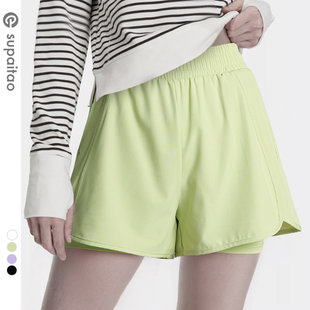 苏派淘假两件瑜伽短裤防走光跑步马拉松宽松瑜伽裤速干女夏带内衬